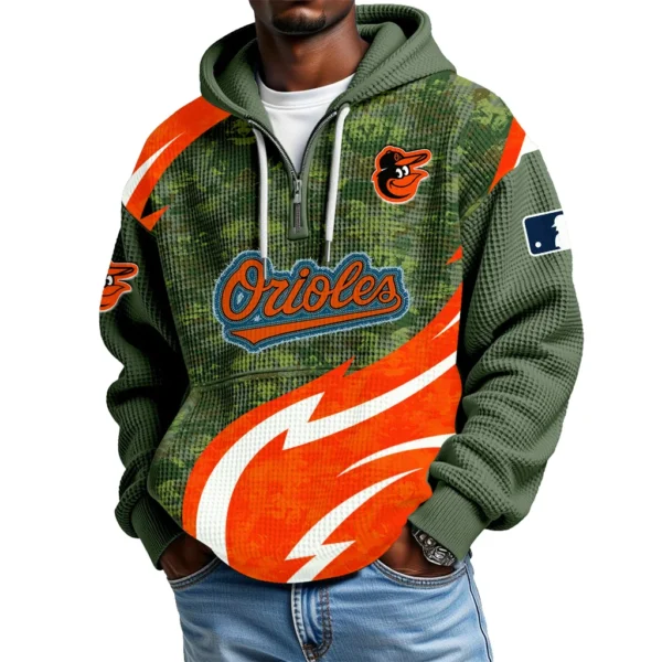 Baltimore Orioles Men's Waffle Knit Hoodie Quarter Zip New 2026 Limited