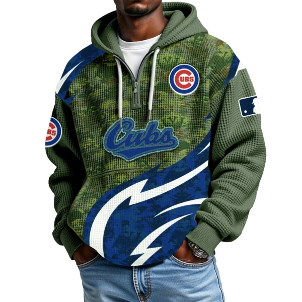 Chicago Cubs Men's Waffle Knit Hoodie Quarter Zip New 2026 Limited