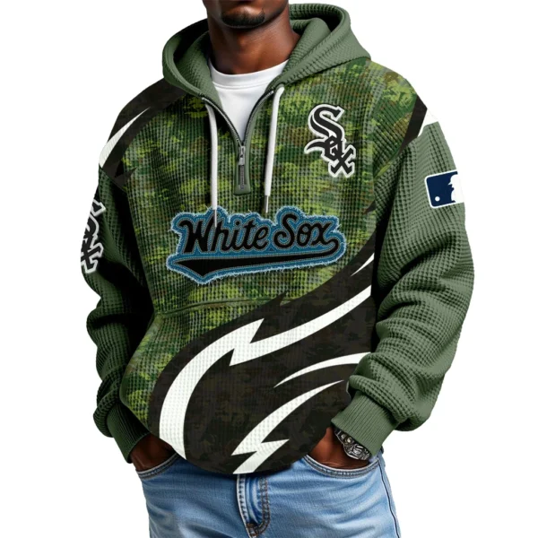 Chicago White Sox Men's Waffle Knit Hoodie Quarter Zip New Design 2026