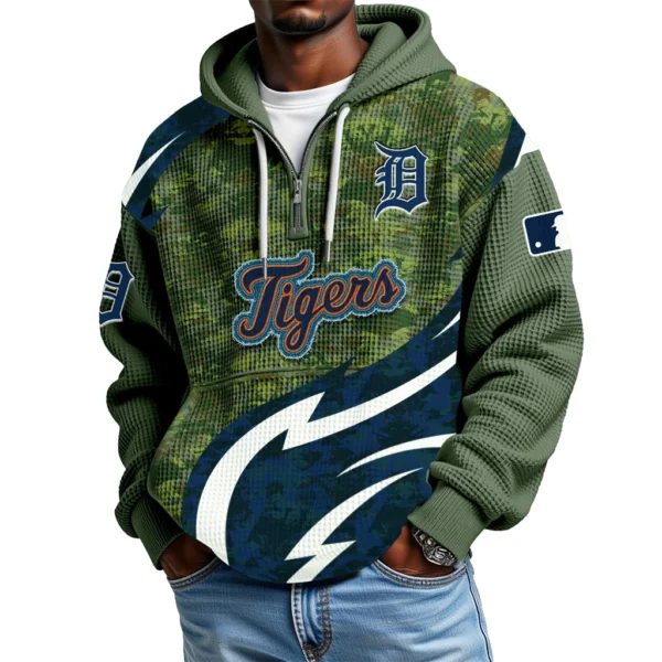 Detroit Tigers Men's Waffle Knit Hoodie Quarter Zip New 2026 Limited