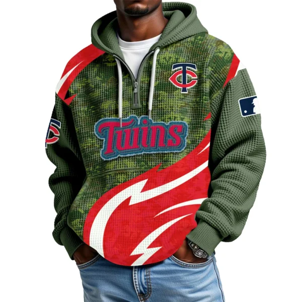 Minnesota Twins Men's Waffle Knit Hoodie Quarter Zip New 2026 Limited