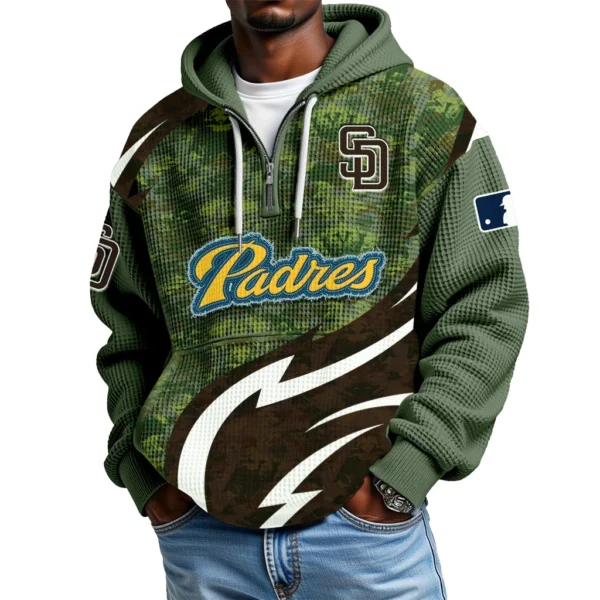 San Diego Padres Men's Waffle Knit Hoodie Quarter Zip New 2026 Limited