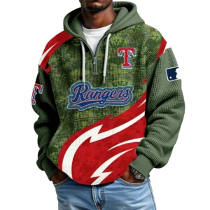 Texas Rangers Men's Waffle Knit Hoodie Quarter Zip New 2026 Limited