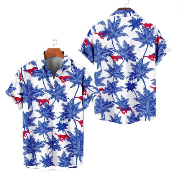 SMU Mustangs Hawaiian Shirt 2026 Limited Edition Premium Crinkle Textured