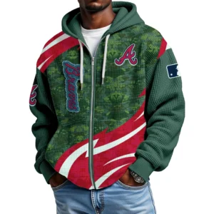 Atlanta Braves Men’s Waffle Knit Full Zip-Up Hoodie