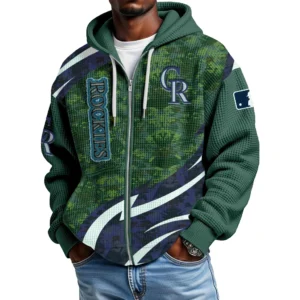 Colorado Rockies Men’s Waffle Knit Full Zip-Up Hoodie