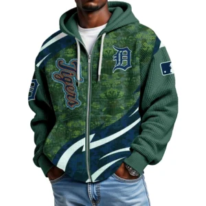 Detroit Tigers Men’s Waffle Knit Full Zip-Up Hoodie