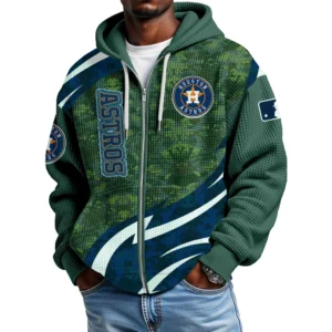 Houston Astros Men’s Waffle Knit Full Zip-Up Hoodie