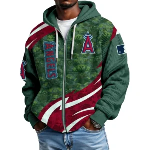 Los Angeles Angels Men’s Waffle Knit Full Zip-Up Hoodie