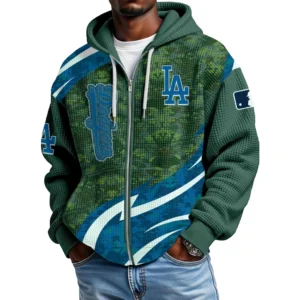 Los Angeles Dodgers Men’s Waffle Knit Full Zip-Up Hoodie