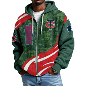 Minnesota Twins Men’s Waffle Knit Full Zip-Up Hoodie