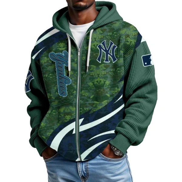 New York Yankees Men’s Waffle Knit Full Zip-Up Hoodie