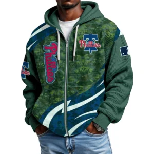Philadelphia Phillies Men’s Waffle Knit Full Zip-Up Hoodie