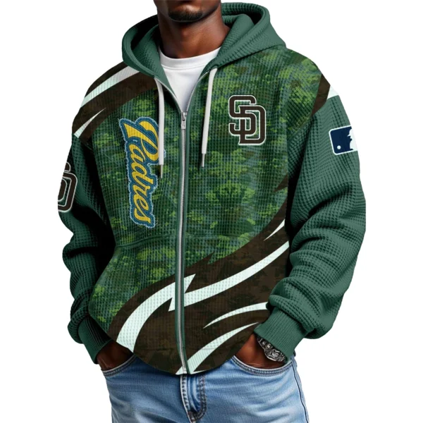 San Diego Padres Men’s Waffle Knit Full Zip-Up Hoodie