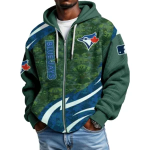 Toronto Blue Jays Men’s Waffle Knit Full Zip-Up Hoodie