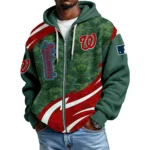 Washington Nationals Men’s Waffle Knit Full Zip-Up Hoodie