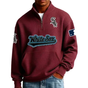 Chicago White Sox Men’s Quarter Zip Pullover Sweatshirt Waffle Knit Pocket New 2026 Limited