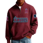 Los Angeles Angels Men’s Quarter Zip Pullover Sweatshirt Waffle Knit Pocket New 2026 Limited