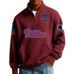 Philadelphia Phillies Men’s Quarter Zip Pullover Sweatshirt Waffle Knit Pocket New 2026 Limited