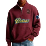 San Diego Padres Men’s Quarter Zip Pullover Sweatshirt Waffle Knit Pocket New 2026 Limited