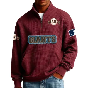 San Francisco Giants Men’s Quarter Zip Pullover Sweatshirt Waffle Knit Pocket New 2026 Limited