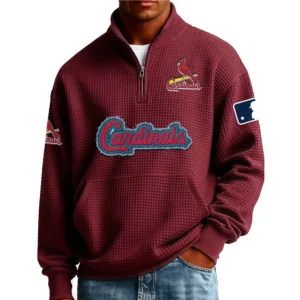 St. Louis Cardinals Men’s Quarter Zip Pullover Sweatshirt Waffle Knit Pocket New 2026 Limited