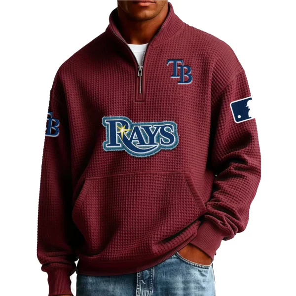 Tampa Bay Rays Men’s Quarter Zip Pullover Sweatshirt Waffle Knit Pocket New 2026 Limited