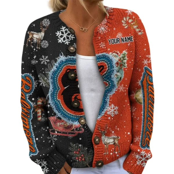 Baltimore Orioles Women’s Knit Sweater Customize Name