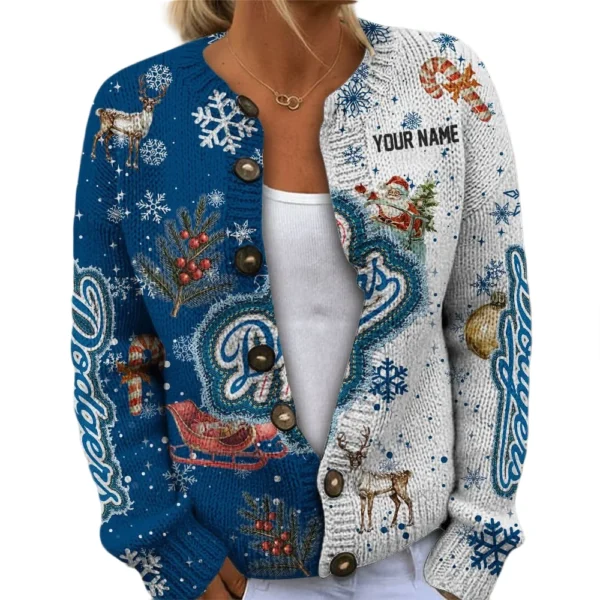 Los Angeles Dodgers Women’s Knit Sweater Customize Name