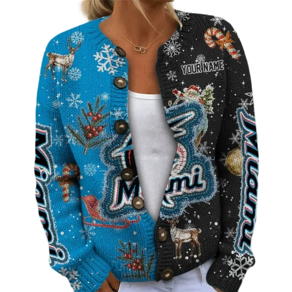 Miami Marlins Women’s Knit Sweater Customize Name