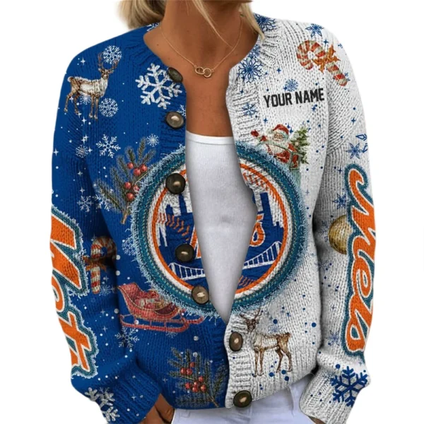New York Mets Women’s Knit Sweater Customize Name
