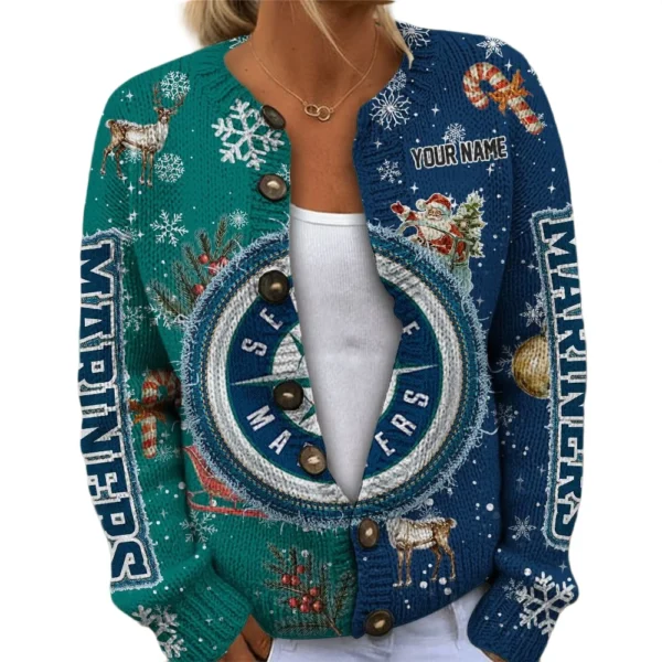 Seattle Mariners Women’s Knit Sweater Customize Name