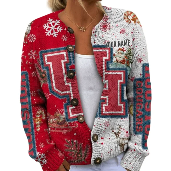 Houston Cougars Knit Sweater Customize Name For Women