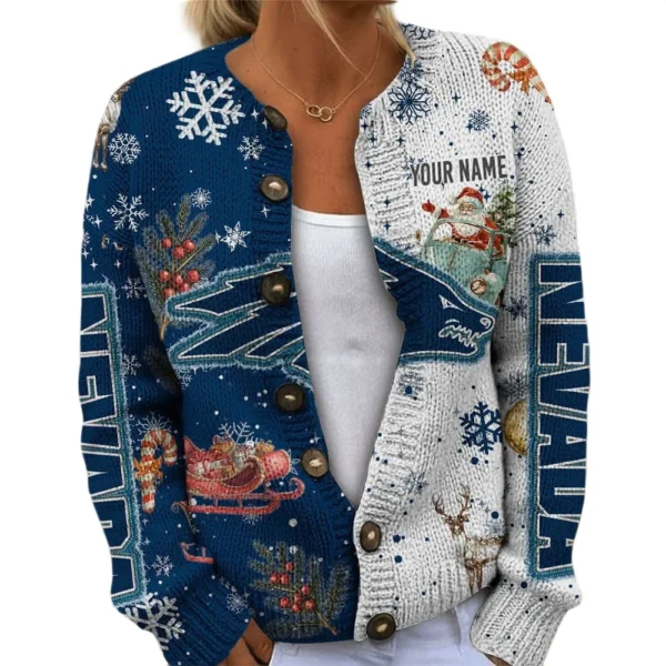 Nevada Wolf Pack Women’s Knit Sweater Customize Name