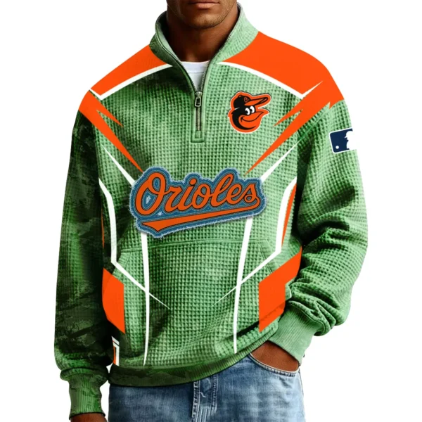 Baltimore Orioles Men’s Quarter Zip Pullover Sweatshirt Waffle Knit Pocket 2026 Limited