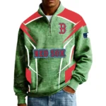 Boston Red Sox Men’s Quarter Zip Pullover Sweatshirt Waffle Knit Pocket 2026 Limited