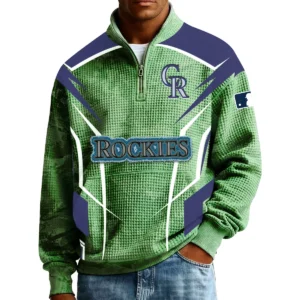 Colorado Rockies Men’s Quarter Zip Pullover Sweatshirt Waffle Knit Pocket 2026 Limited