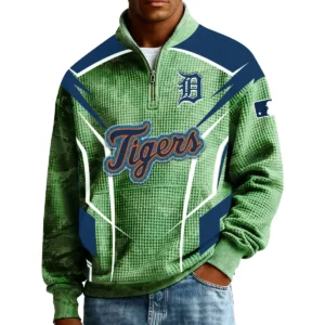 Detroit Tigers Men’s Quarter Zip Pullover Sweatshirt Waffle Knit Pocket 2026 Limited
