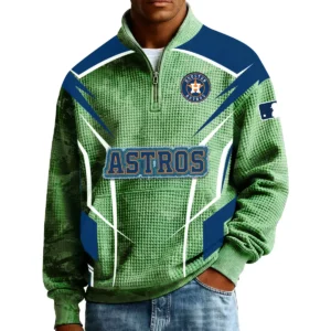 Houston Astros Men’s Quarter Zip Pullover Sweatshirt Waffle Knit Pocket 2026 Limited