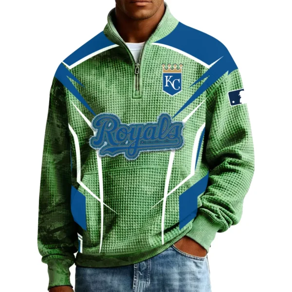 Kansas City Royals Men’s Quarter Zip Pullover Sweatshirt Waffle Knit Pocket 2026 Limited