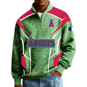 Los Angeles Angels Men’s Quarter Zip Pullover Sweatshirt Waffle Knit Pocket 2026 Limited