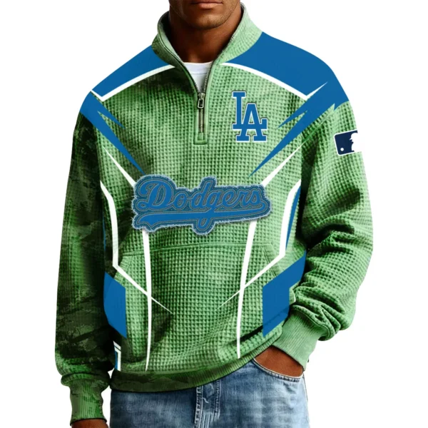 Los Angeles Dodgers Men’s Quarter Zip Pullover Sweatshirt Waffle Knit Pocket 2026 Limited