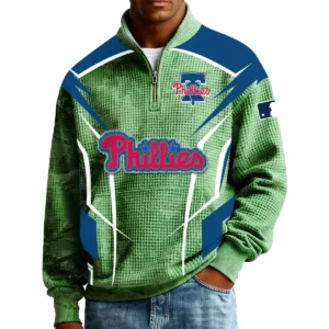 Philadelphia Phillies Men’s Quarter Zip Pullover Sweatshirt Waffle Knit Pocket 2026 Limited