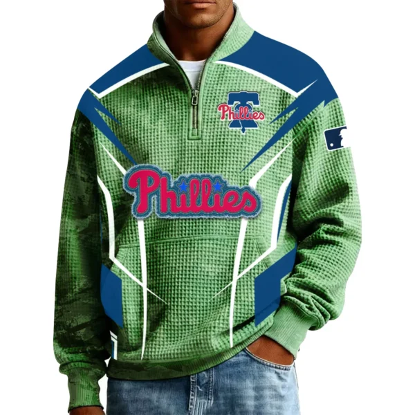 Philadelphia Phillies Men’s Quarter Zip Pullover Sweatshirt Waffle Knit Pocket 2026 Limited