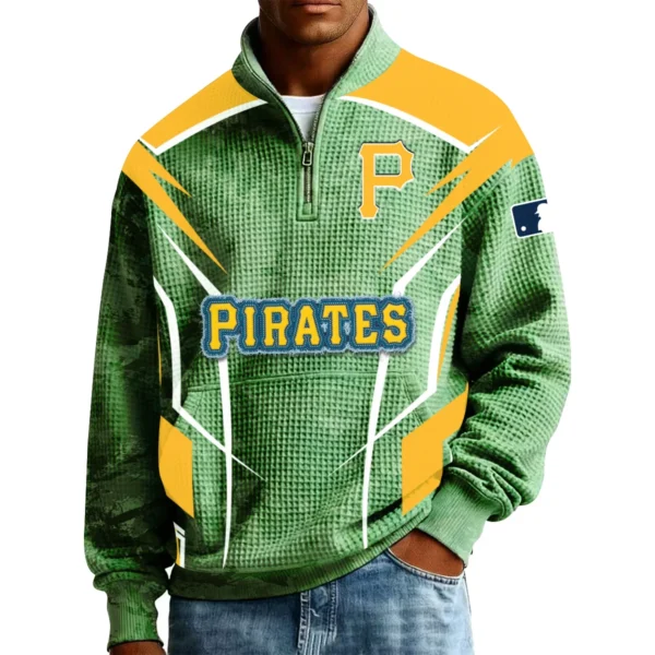 Pittsburgh Pirates Men’s Quarter Zip Pullover Sweatshirt Waffle Knit Pocket 2026 Limited