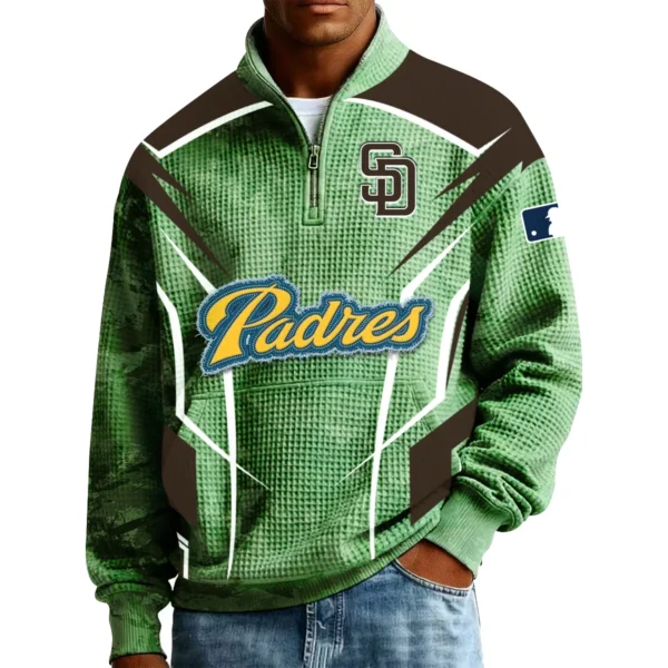 San Diego Padres Men’s Quarter Zip Pullover Sweatshirt Waffle Knit Pocket 2026 Limited