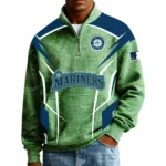 Seattle Mariners Men’s Quarter Zip Pullover Sweatshirt Waffle Knit Pocket 2026 Limited