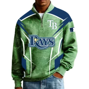 Tampa Bay Rays Men’s Quarter Zip Pullover Sweatshirt Waffle Knit Pocket 2026 Limited