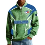 Toronto Blue Jays Men’s Quarter Zip Pullover Sweatshirt Waffle Knit Pocket 2026 Limited