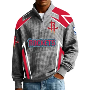 Houston Rockets Men’s Quarter Zip Pullover Sweatshirt Waffle Knit Pocket 2026 Limited